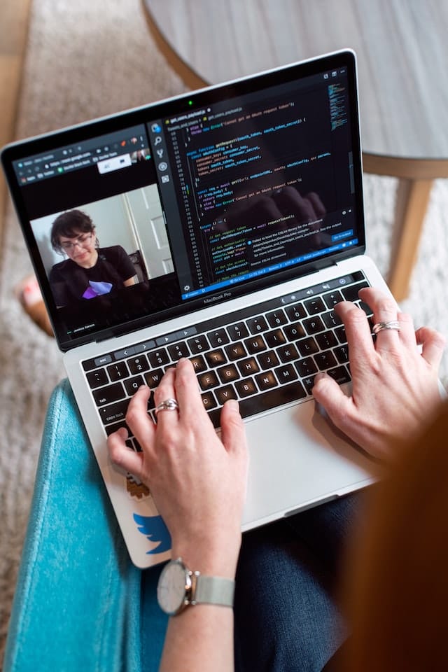 Development team working on code